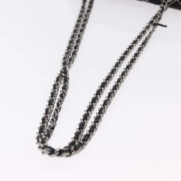 CHANEL Matelasse Chain Shoulder Bag Satin Black Silver CC Auth 157278 - Picture 7 of 16